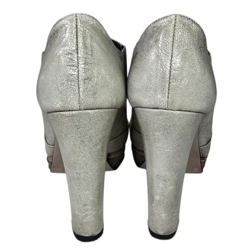 Gray Prada Mary Jane peep toe pumps sz 39.5 /8.5
